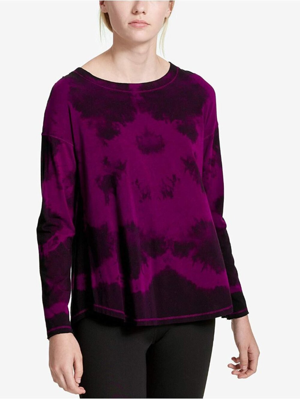 Calvin Klein Womens Performance Tie Dyed Drop Shoulder Top